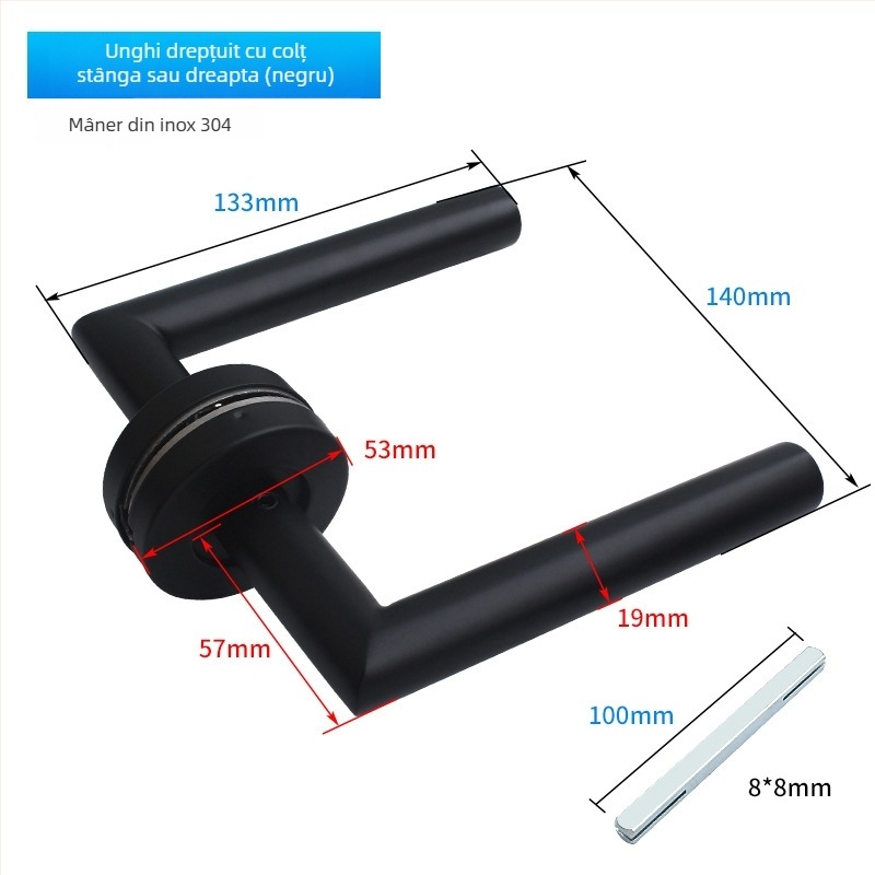 Mâner pentru ușă de incendiu din oțel inoxidabil 304, țeavă rotundă, finisaj periat, pentru uși din lemn sau metal