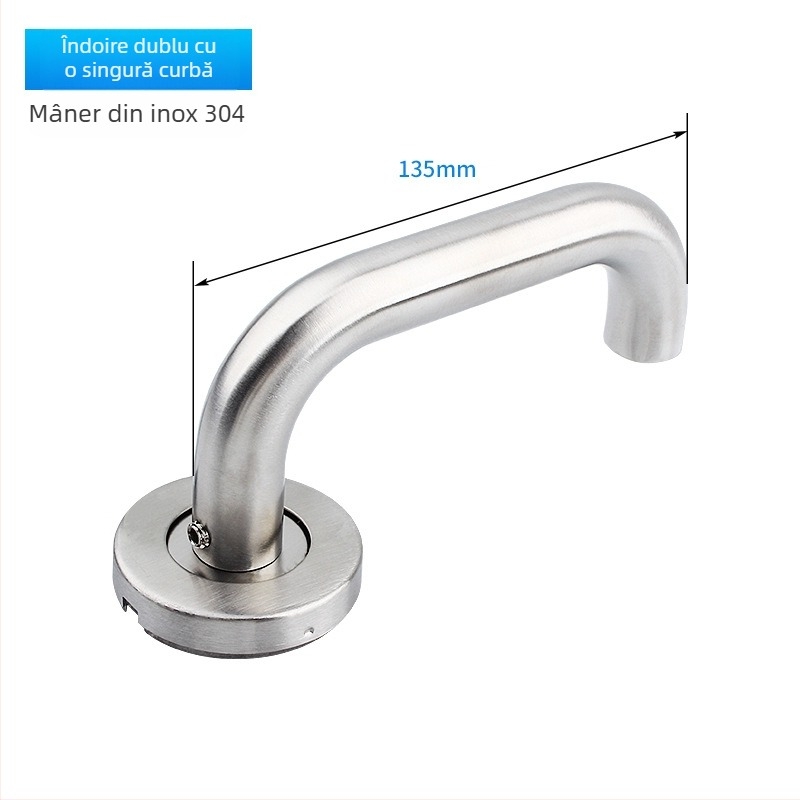 Mâner pentru ușă de incendiu din oțel inoxidabil 304, țeavă rotundă, finisaj periat, pentru uși din lemn sau metal