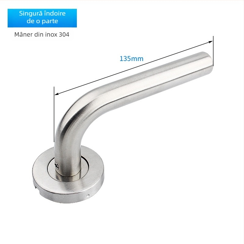 Mâner pentru ușă de incendiu din oțel inoxidabil 304, țeavă rotundă, finisaj periat, pentru uși din lemn sau metal