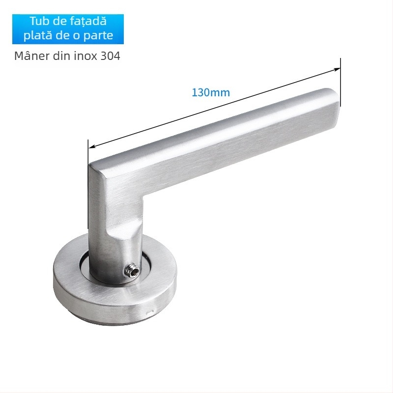 Mâner pentru ușă de incendiu din oțel inoxidabil 304, țeavă rotundă, finisaj periat, pentru uși din lemn sau metal