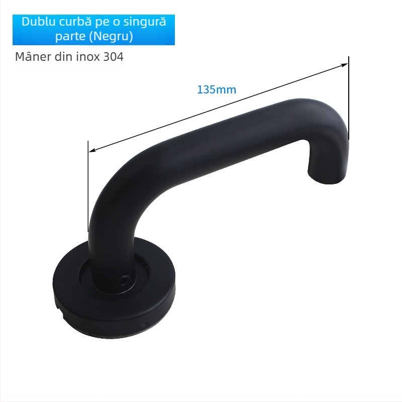 Mâner pentru ușă de incendiu din oțel inoxidabil 304, țeavă rotundă, finisaj periat, pentru uși din lemn sau metal