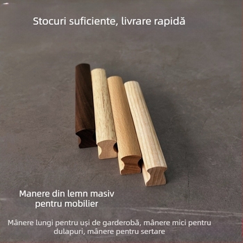Mâner din lemn pentru ușile de dulap, stil modern și simplu, modelul 007, găuri duble, finisaj pulverizat