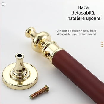 Mâner de ușă pentru uși glisante – mâner mare, aliaj de zinc + lemn de pară, modelul 001, finisaj lustruit, stil modern minimalist