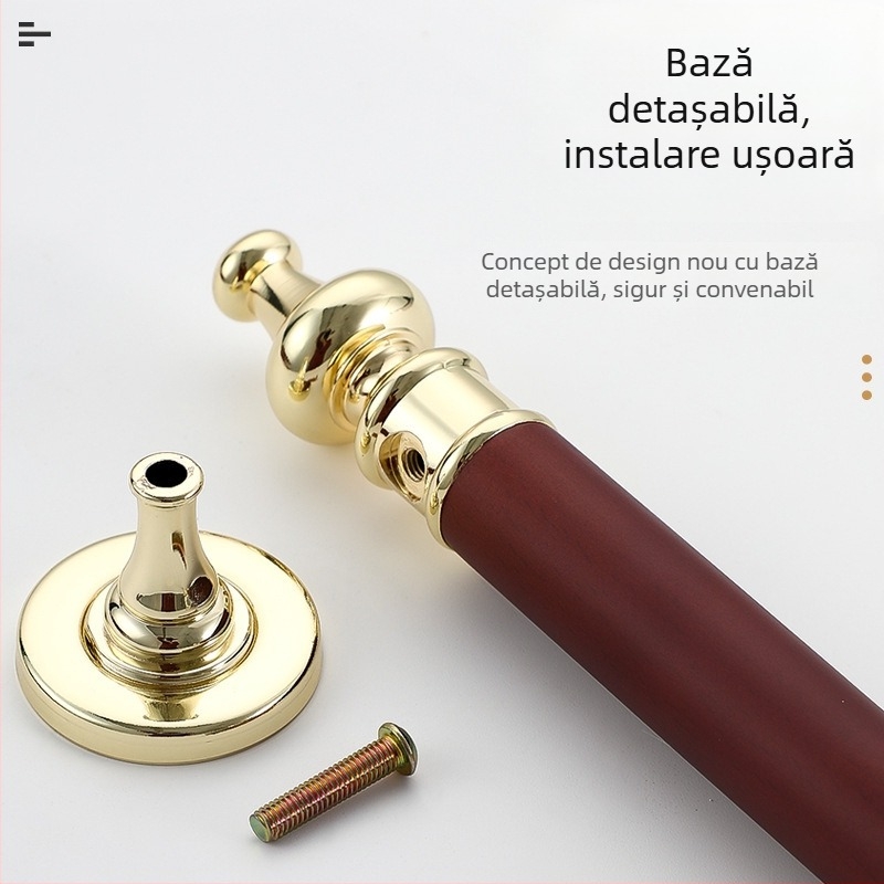 Mâner de ușă pentru uși glisante – mâner mare, aliaj de zinc + lemn de pară, modelul 001, finisaj lustruit, stil modern minimalist