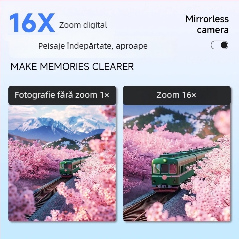 Cameră digitală inteligentă cu capac glisant, înregistrare 4K, senzor CMOS de 20 MP, zoom optic 16x, ecran LCD 2,8 inch
