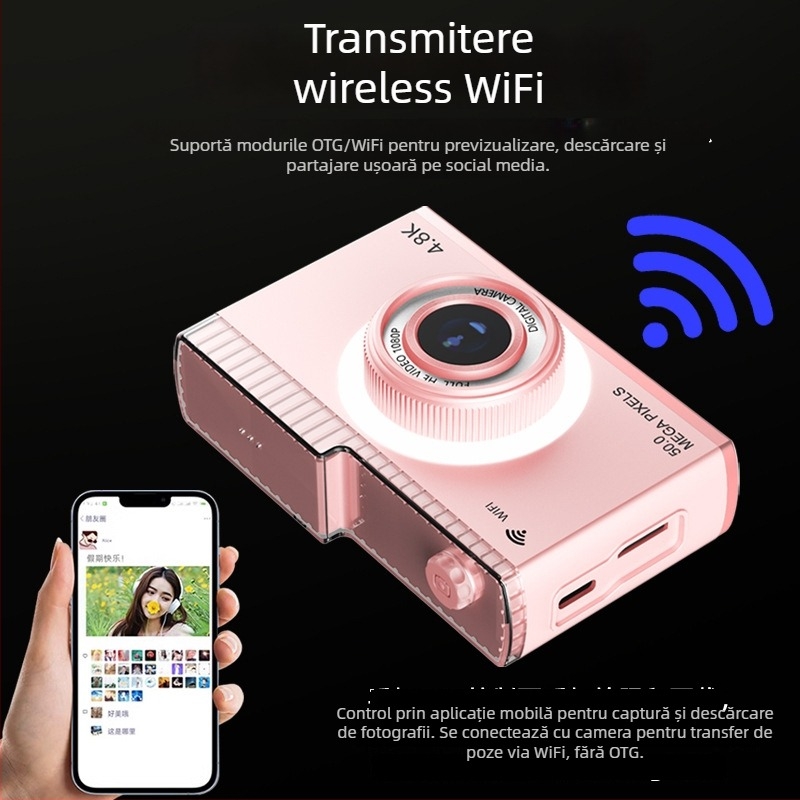 Cameră digitală WiFi Y5 cu 24MP+, zoom optic 8x, ecran LCD de 2,4 inch, stabilizare imagine