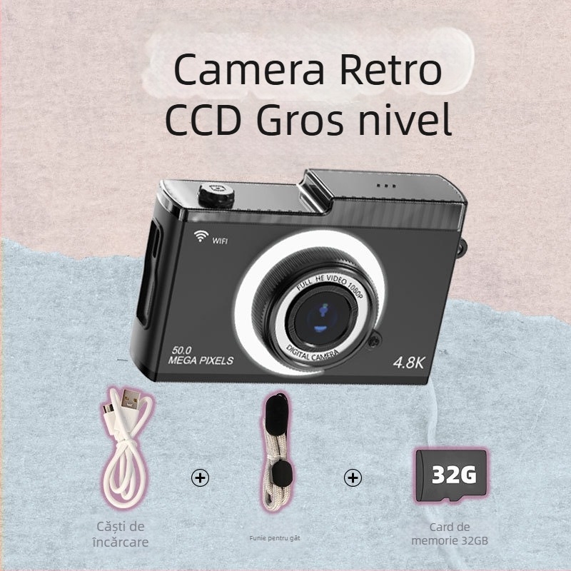 Cameră digitală WiFi Y5 cu 24MP+, zoom optic 8x, ecran LCD de 2,4 inch, stabilizare imagine