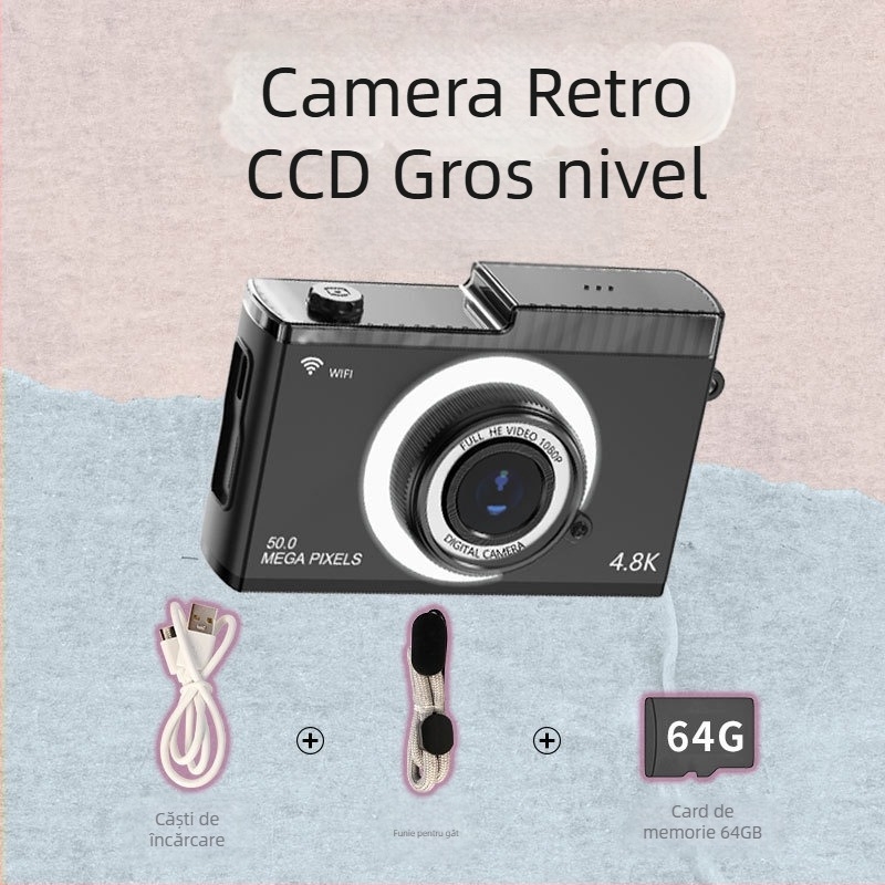 Cameră digitală WiFi Y5 cu 24MP+, zoom optic 8x, ecran LCD de 2,4 inch, stabilizare imagine