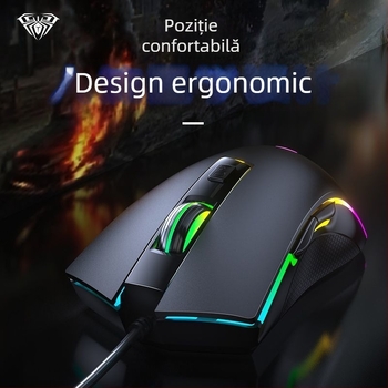 Wolf Spider S28 mouse optic de gaming, 7200 DPI, 6 butoane, USB cablat, rotiță de scroll tactilă
