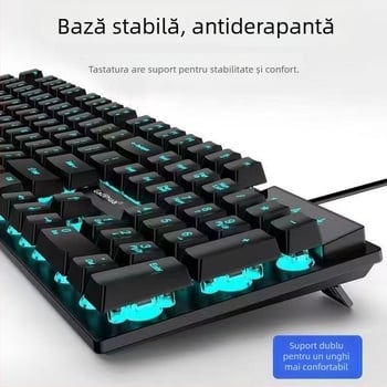 Set tastatură și mouse cu fir - tastatură cu membrană, USB, 98+ taste, ergonomic, iluminare monocromă