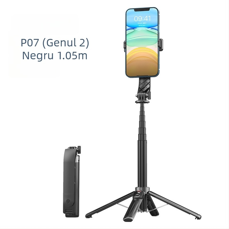 Stativ pentru telefon cu patru picioare pentru transmisiile live, cu telecomandă Bluetooth, antișoc și iluminare de completare