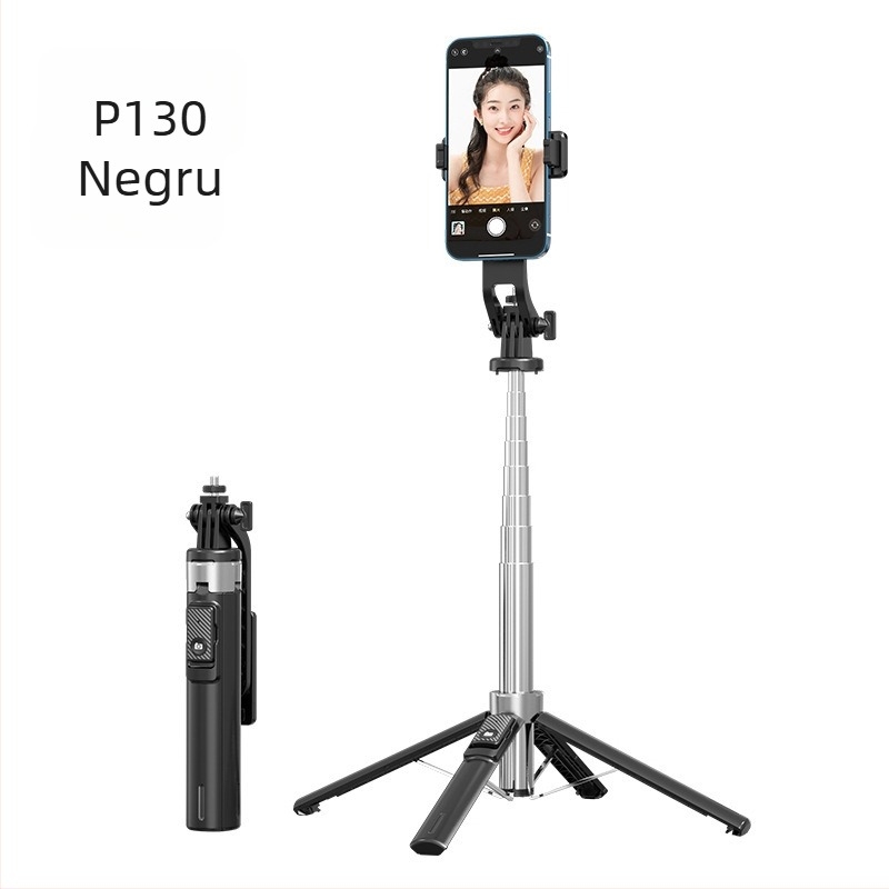 Selfie stick Bluetooth cu lumină, tub din aliaj de aluminiu, gimbal detașabil, trepied cu patru picioare pentru cameră și smartphone