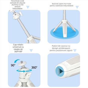 Mini trepied extensibil din aliaj pentru telefon mobil și cameră fără oglindă, de birou