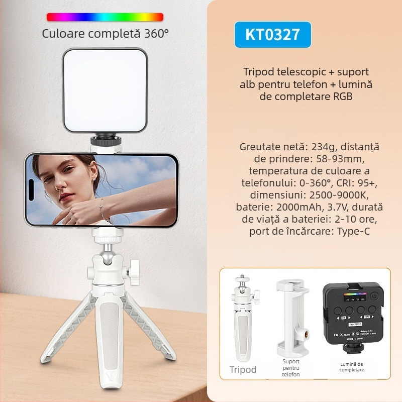 Mini trepied extensibil din aliaj pentru telefon mobil și cameră fără oglindă, de birou