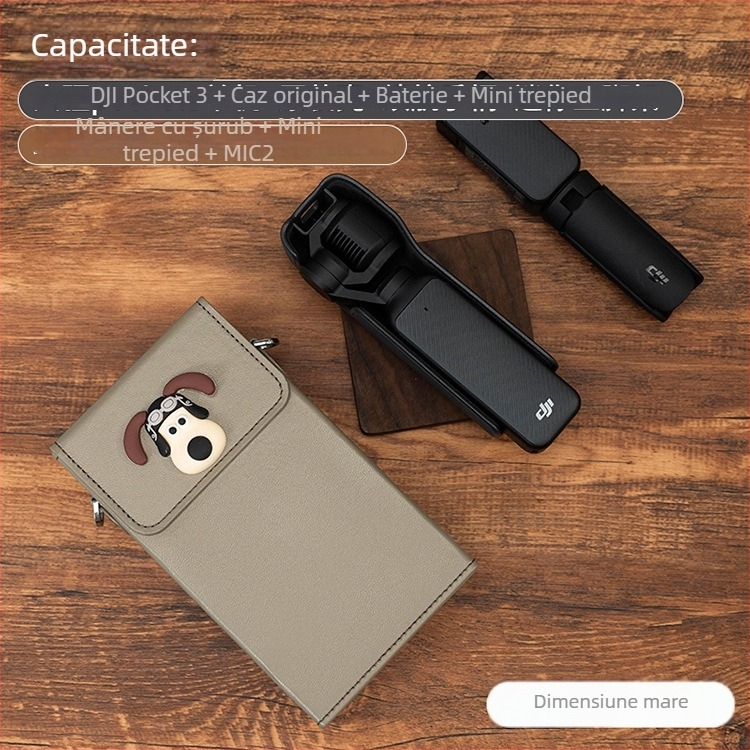 Geantă de cameră Osmo Pocket 3 pentru depozitare – exterior din piele sintetică, căptușeală din pânză, curea crossbody, unisex