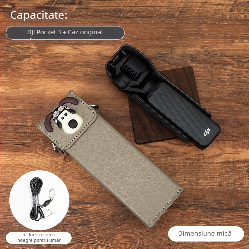 Geantă de cameră Osmo Pocket 3 pentru depozitare – exterior din piele sintetică, căptușeală din pânză, curea crossbody, unisex