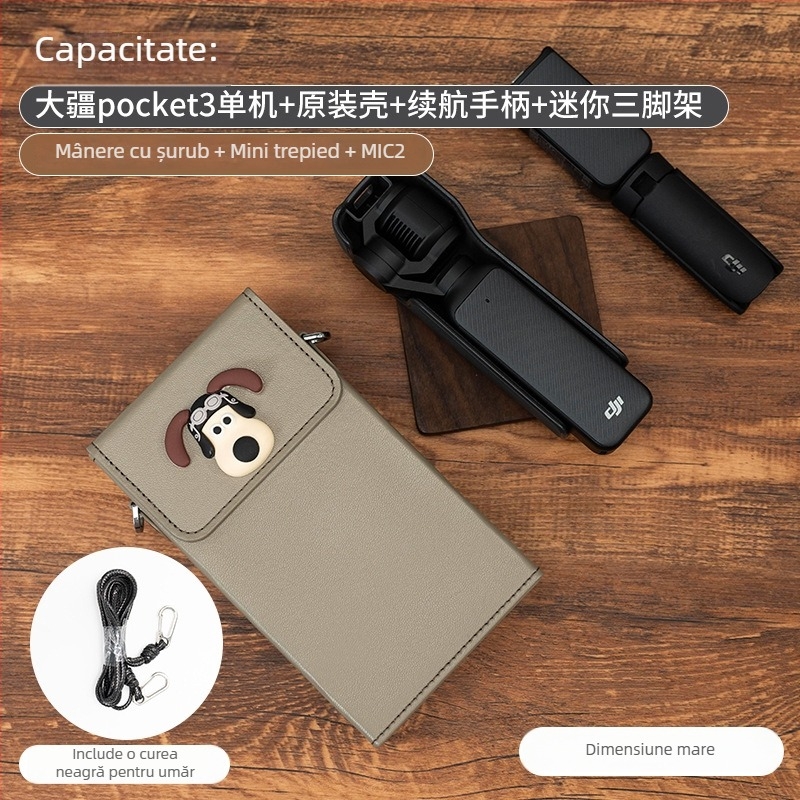 Geantă de cameră Osmo Pocket 3 pentru depozitare – exterior din piele sintetică, căptușeală din pânză, curea crossbody, unisex