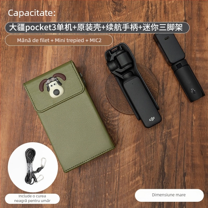 Geantă de cameră Osmo Pocket 3 pentru depozitare – exterior din piele sintetică, căptușeală din pânză, curea crossbody, unisex