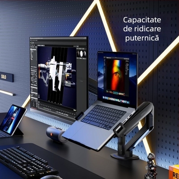 Brate North Arc suport de monitor dublu pentru birou E350-2, din aliaj de aluminiu, bază de ridicare