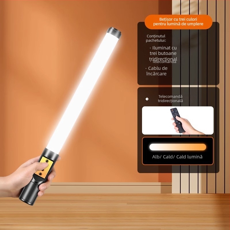 Lumină portabilă pentru fotografie HM-BD, LED RGB, 10W, reglabilă, alimentare independentă Type-C, rază 1–2 m