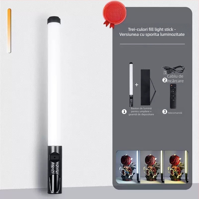 Lumină portabilă pentru fotografie HM-BD, LED RGB, 10W, reglabilă, alimentare independentă Type-C, rază 1–2 m