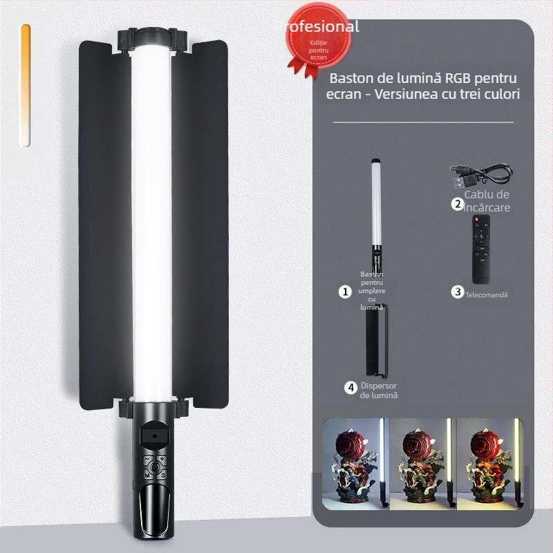 Lumină portabilă pentru fotografie HM-BD, LED RGB, 10W, reglabilă, alimentare independentă Type-C, rază 1–2 m