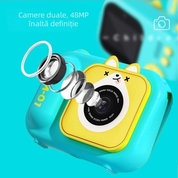 Cameră foto pentru copii S11 – ecran LCD 2.4''; stocare TF card; autonomie baterie 1–3 ore; funcții: video, fotografii, temporizator, jocuri