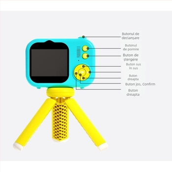Cameră foto pentru copii S11 – ecran LCD 2.4''; stocare TF card; autonomie baterie 1–3 ore; funcții: video, fotografii, temporizator, jocuri