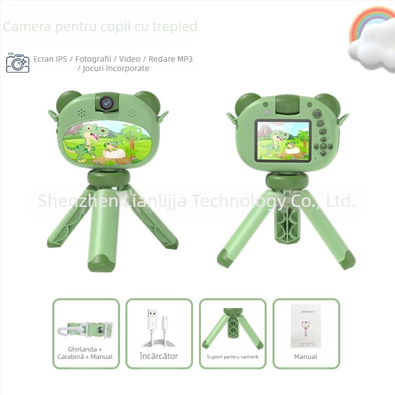 Cameră foto pentru copii S11 – ecran LCD 2.4''; stocare TF card; autonomie baterie 1–3 ore; funcții: video, fotografii, temporizator, jocuri