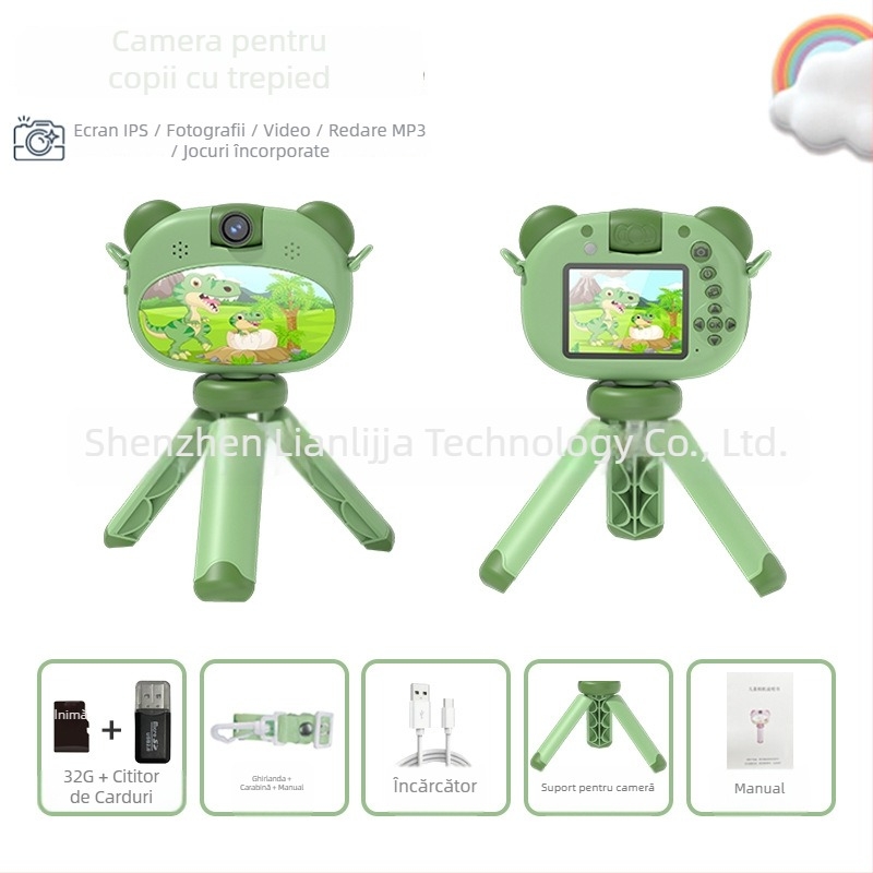 Cameră foto pentru copii S11 – ecran LCD 2.4''; stocare TF card; autonomie baterie 1–3 ore; funcții: video, fotografii, temporizator, jocuri