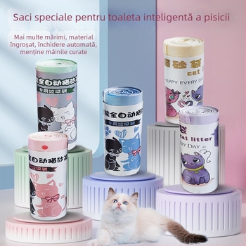 Geantă pentru nisip de pisică cu șnur și mâner, HDPE îngroșat, stil rulat