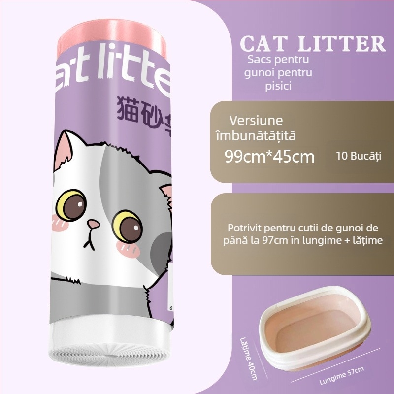 Geantă pentru nisip de pisică cu șnur și mâner, HDPE îngroșat, stil rulat