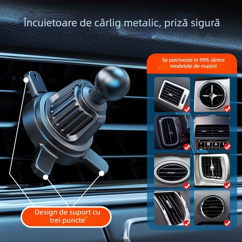 Suport de încărcare wireless pentru ventilarea mașinii – Z701, bază rotativă orizontală și verticală (Model: Z701; Material: metal și plastic; Montaj: clip pentru ventilarea mașinii; Compatibilitate: universală)
