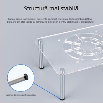 Bază de răcire pentru router și modem | Material ABS | 2 țevi de răcire | 2 porturi USB | răcire cu aer | design silențios