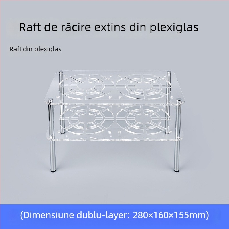 Bază de răcire pentru router și modem | Material ABS | 2 țevi de răcire | 2 porturi USB | răcire cu aer | design silențios