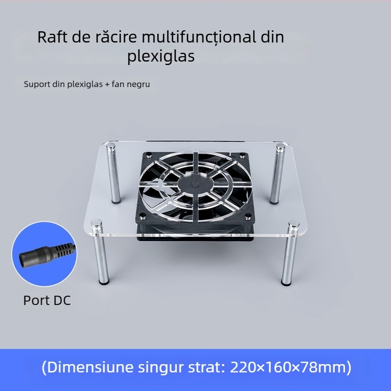 Bază de răcire pentru router și modem | Material ABS | 2 țevi de răcire | 2 porturi USB | răcire cu aer | design silențios