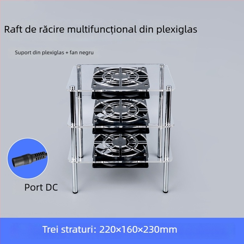Bază de răcire pentru router și modem | Material ABS | 2 țevi de răcire | 2 porturi USB | răcire cu aer | design silențios
