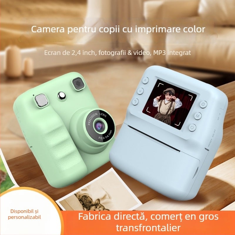 Cameră instantanee portabilă cu imprimantă termică, modelul A29s, ecran LCD de 2,4 inch, stocare pe card SD, autonomie baterie 1-2 ore