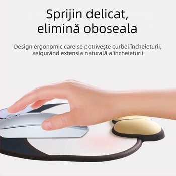 Padă de mouse cu sprijin pentru încheietură – stil desen animat, Material: pânză+silicon+PU, O singură față, Pernă pentru mână