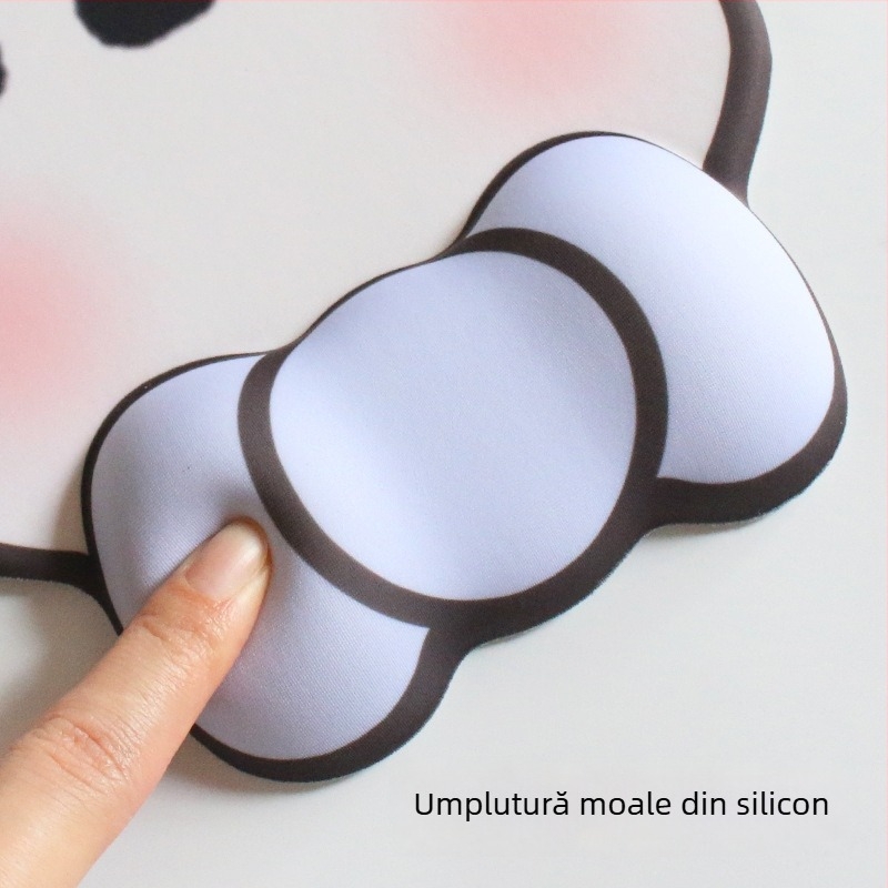 Padă de mouse cu sprijin pentru încheietură – stil desen animat, Material: pânză+silicon+PU, O singură față, Pernă pentru mână
