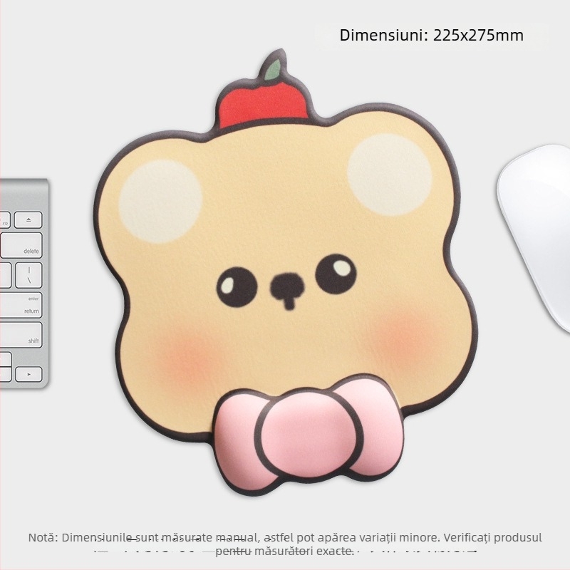 Padă de mouse cu sprijin pentru încheietură – stil desen animat, Material: pânză+silicon+PU, O singură față, Pernă pentru mână