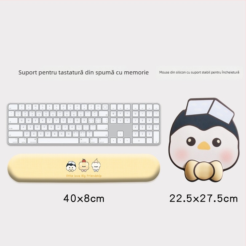 Padă de mouse cu sprijin pentru încheietură – stil desen animat, Material: pânză+silicon+PU, O singură față, Pernă pentru mână
