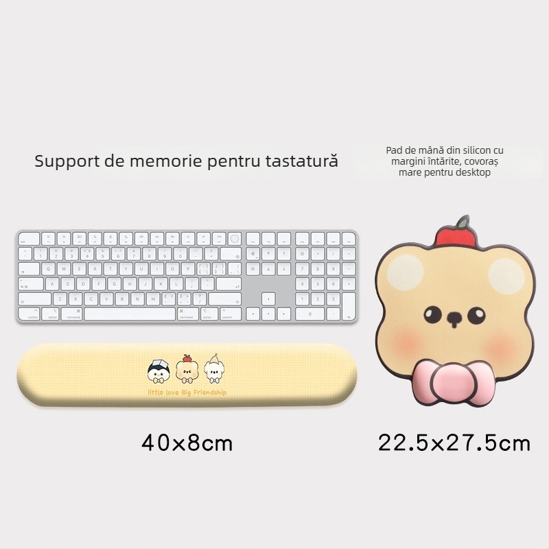 Padă de mouse cu sprijin pentru încheietură – stil desen animat, Material: pânză+silicon+PU, O singură față, Pernă pentru mână