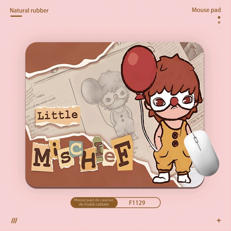 Pad de mouse pentru birou, Cartoon Ono stil, cauciuc natural, anti-derapant, imprimare prin transfer termic