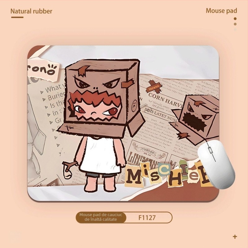 Pad de mouse pentru birou, Cartoon Ono stil, cauciuc natural, anti-derapant, imprimare prin transfer termic
