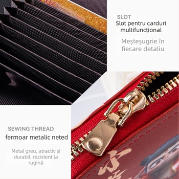 Portofel pentru monede cu model anime, material PVC, design cu 1 pliură, căptușeală din piele sintetică, ușor