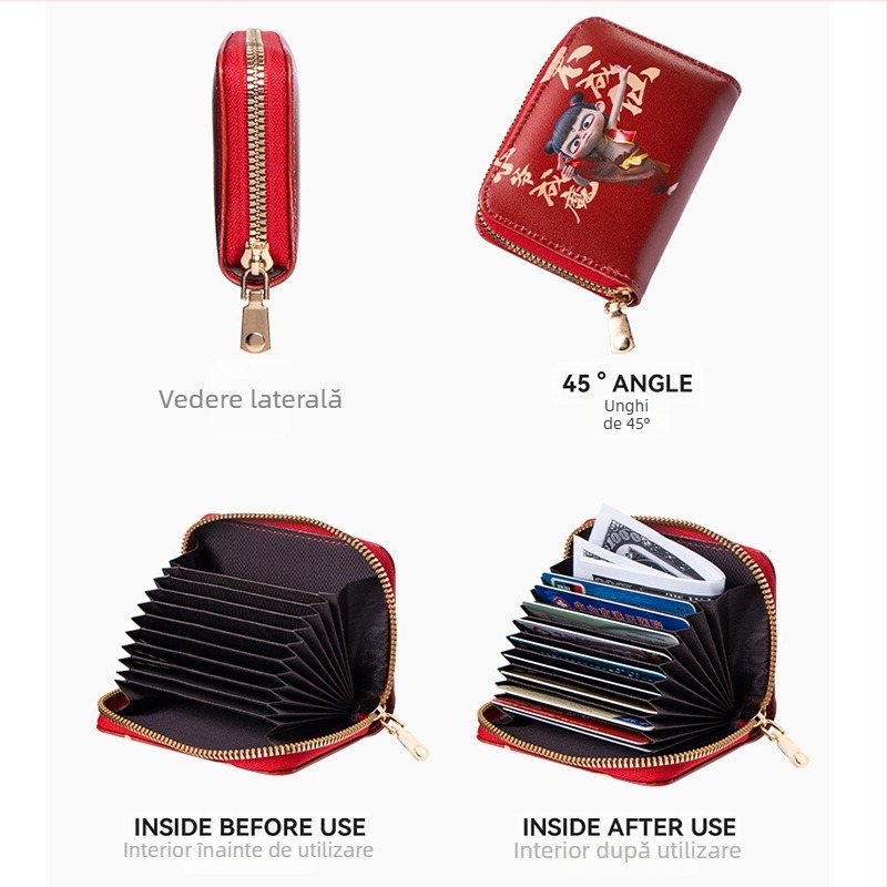 Portofel pentru monede cu model anime, material PVC, design cu 1 pliură, căptușeală din piele sintetică, ușor