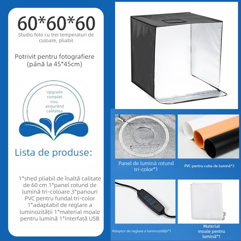 DY Mini Studio LED pentru fotografie, cutie de iluminat cu material textil difuz, pentru fotografie personală, model 40/50/60/70