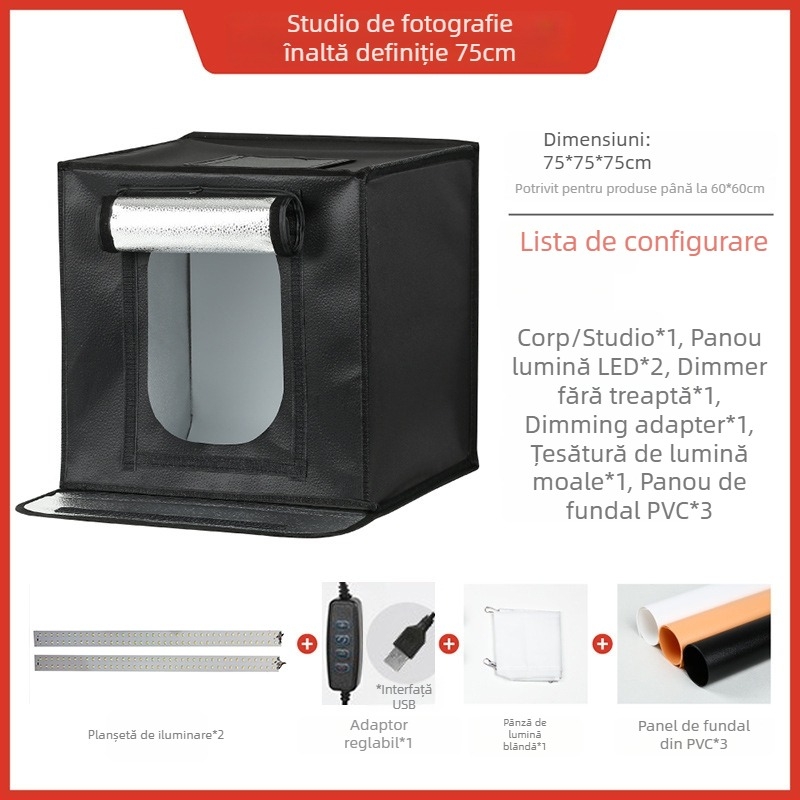 DY Mini Studio LED pentru fotografie, cutie de iluminat cu material textil difuz, pentru fotografie personală, model 40/50/60/70