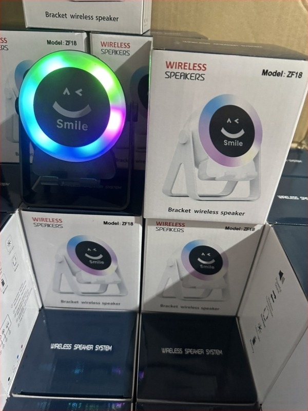 Suport pliabil pentru telefon de birou cu difuzor wireless, lumină ambientală și încărcare rapidă QC4.0, 15W, 3A